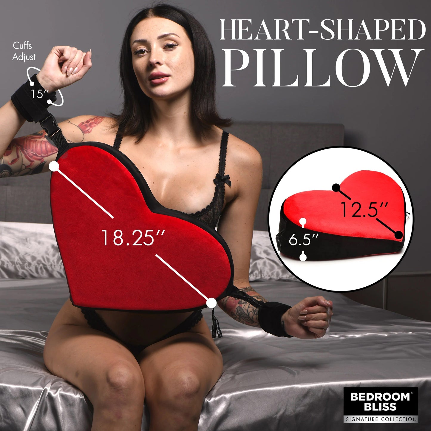 Bondage Love Pillow - Black/red | 848518054203 | Available at EroticWarehouse.com