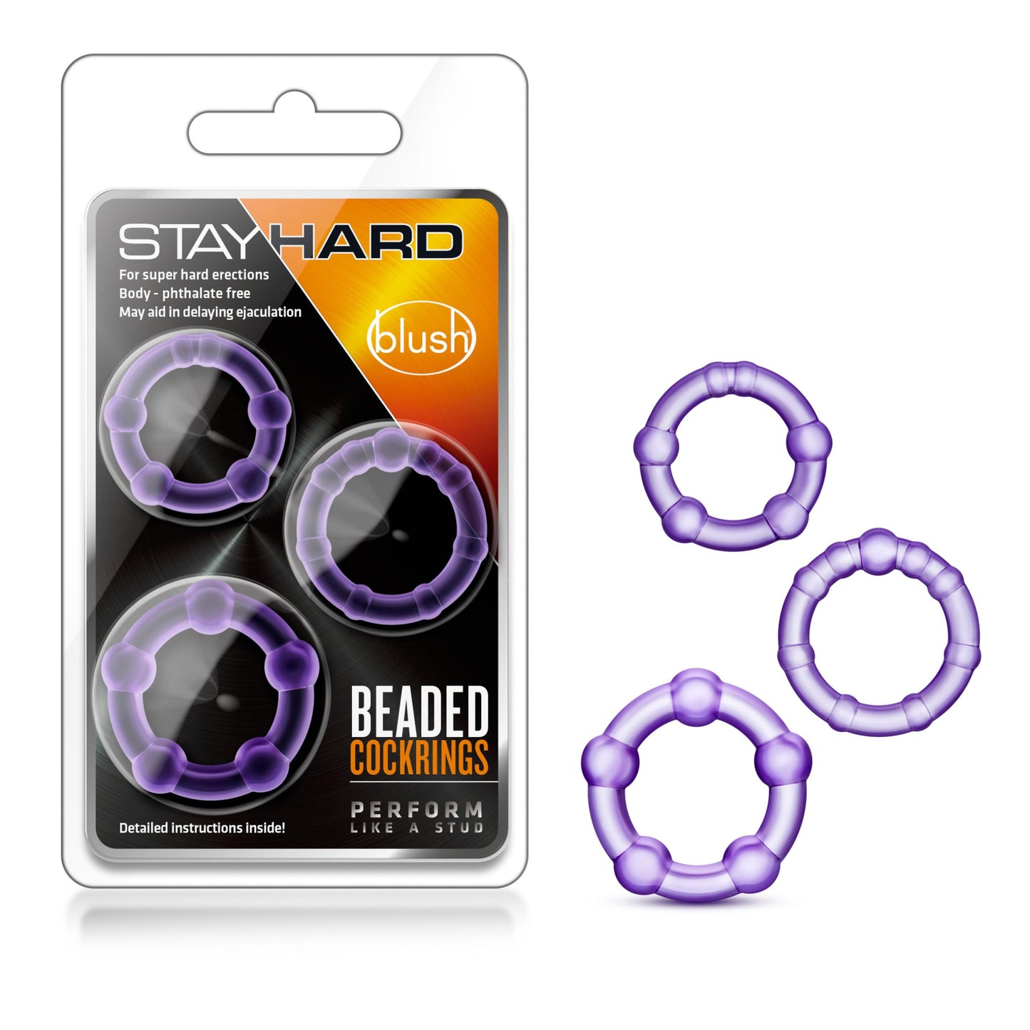 Stay Hard - Beaded Cock Rings - 3 Pack - Purple | 853858007024 | Available at EroticWarehouse.com