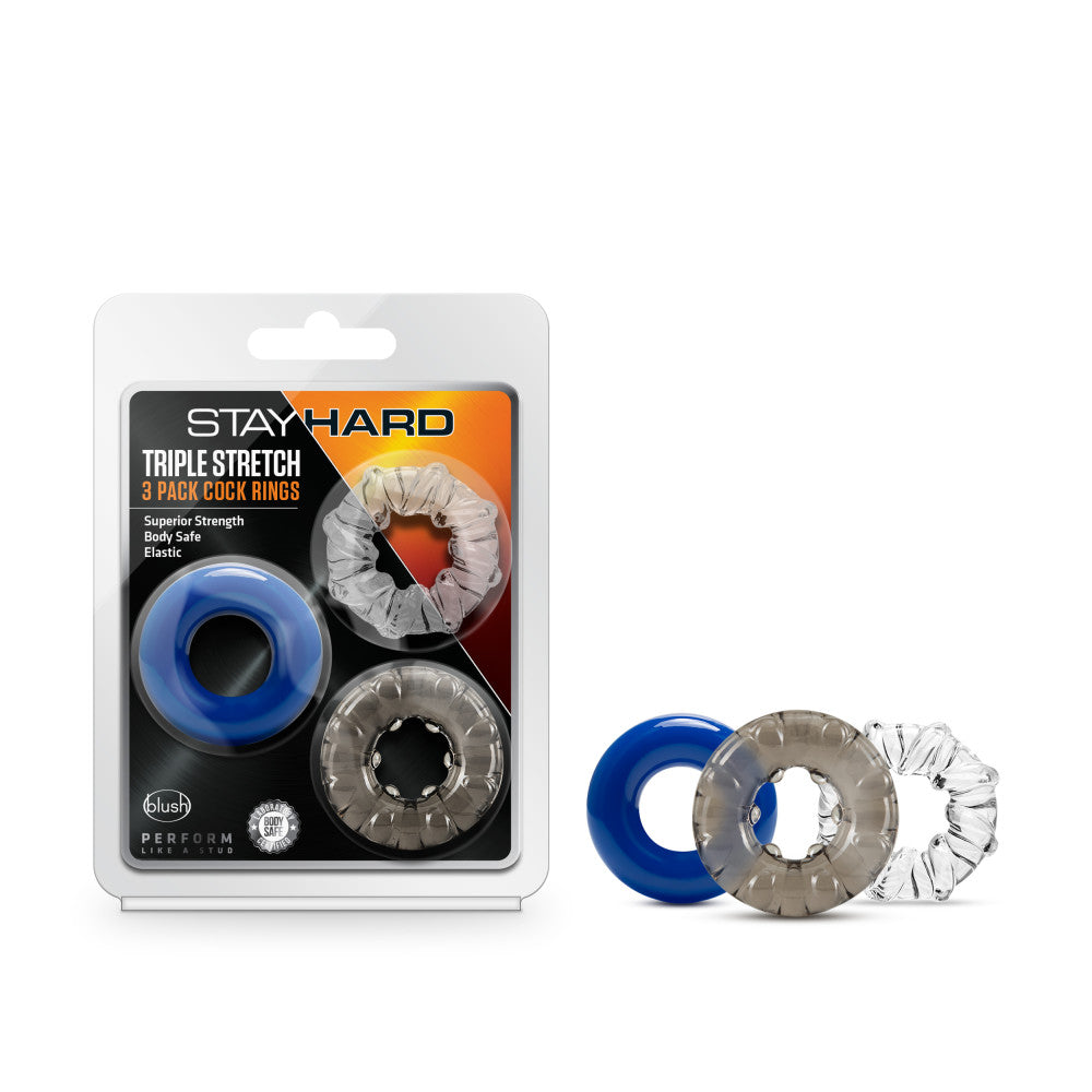 Stay Hard - Triple Stretch 3 Pack Cock Rings | 850002870374 | Available at EroticWarehouse.com