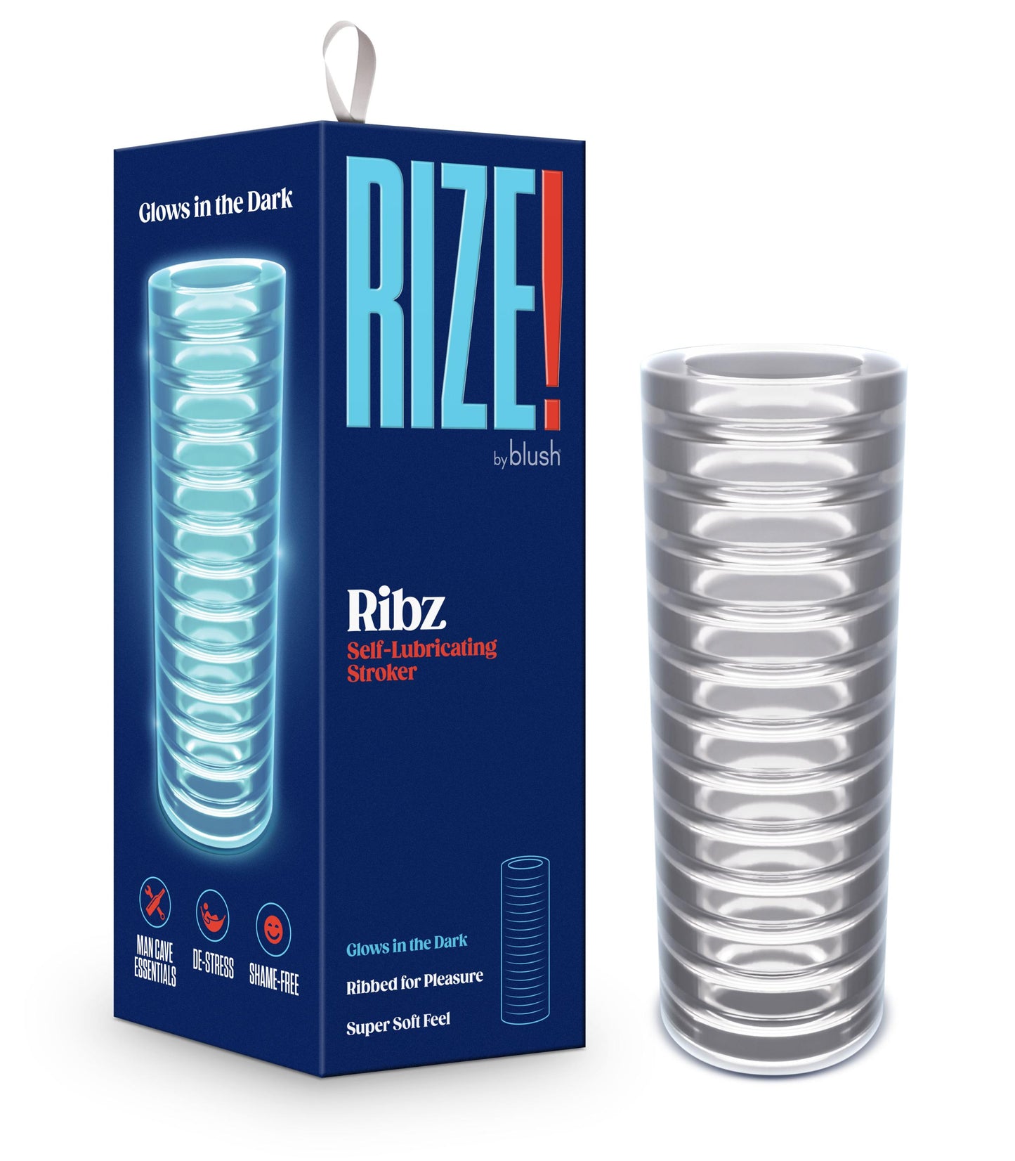 Rize - Ribz - Glow in the Dark Self - Lubricating Stroker - Clear | 819835029250 | Available at EroticWarehouse.com