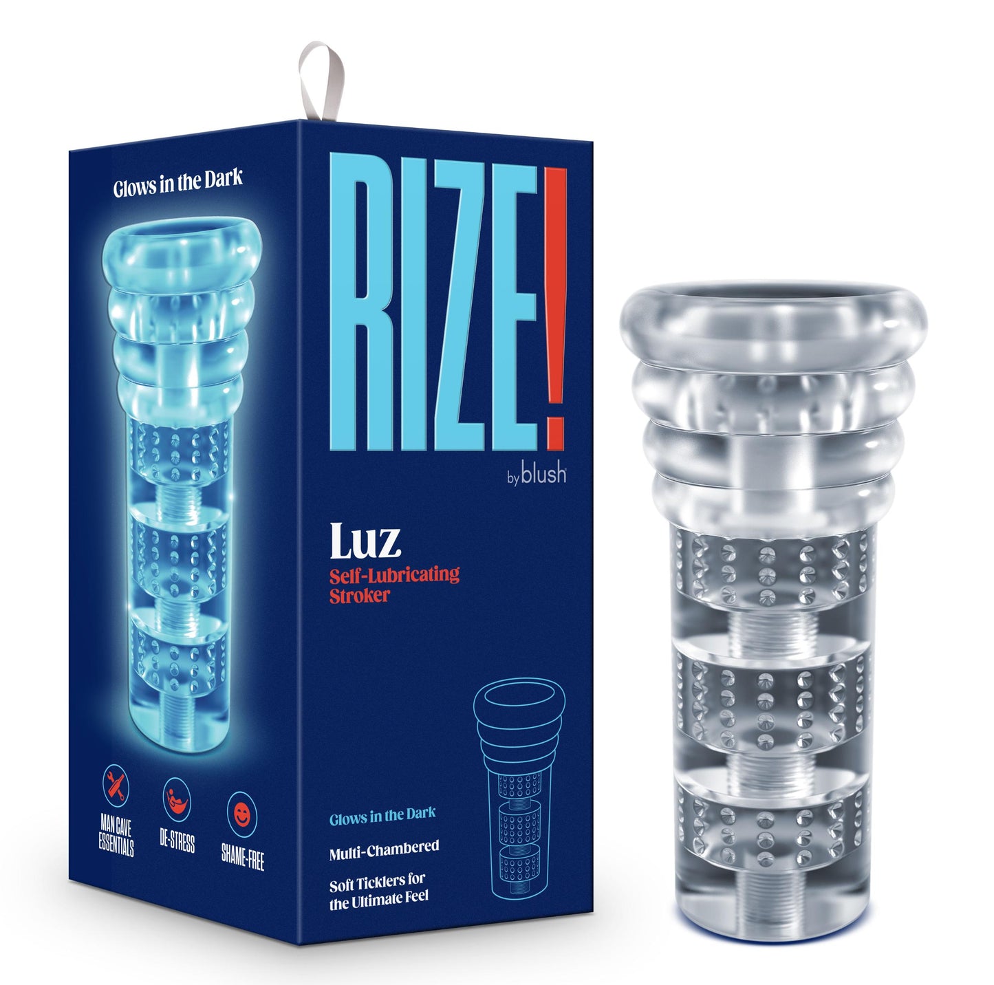 Rize - Luz - Glow in the Dark Self- Lubricating Stroker - Clear | 819835029267 | Available at EroticWarehouse.com