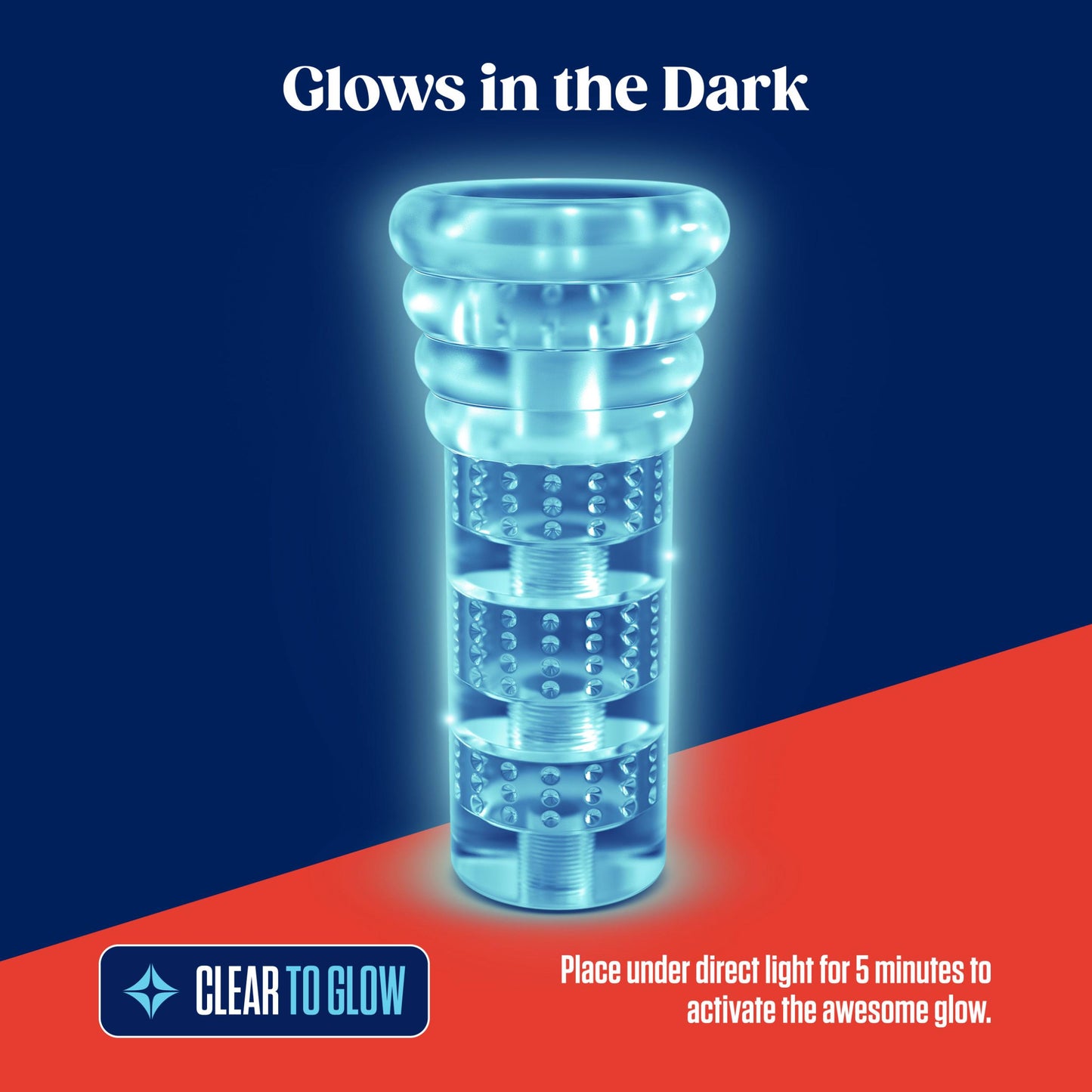 Rize - Luz - Glow in the Dark Self- Lubricating Stroker - Clear | 819835029267 | Available at EroticWarehouse.com