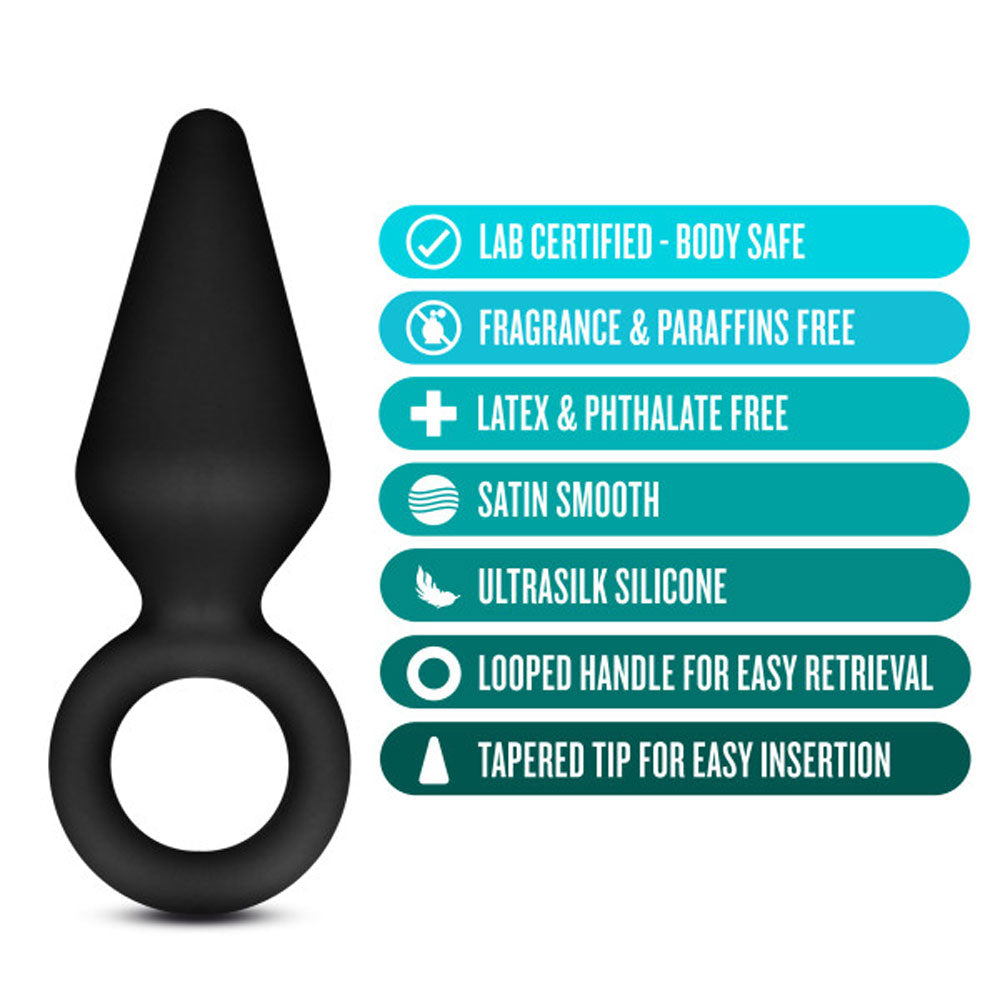 Anal Adventures - Platinum - Silicone Loop Plug - Small - Black | 819835025115 | Available at EroticWarehouse.com