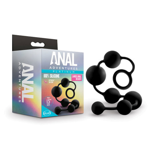 Anal Adventures - Platinum - Silicone Large Anal Beads - Black | 819835026440 | Available at EroticWarehouse.com