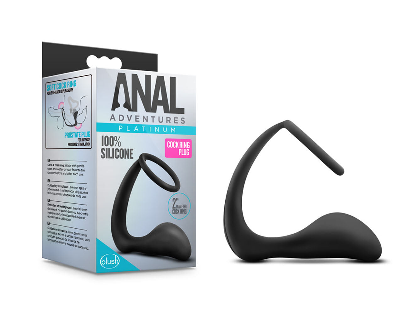 Anal Adventures - Platinum - Cock Ring Plug - Black | 850002870336 | Available at EroticWarehouse.com