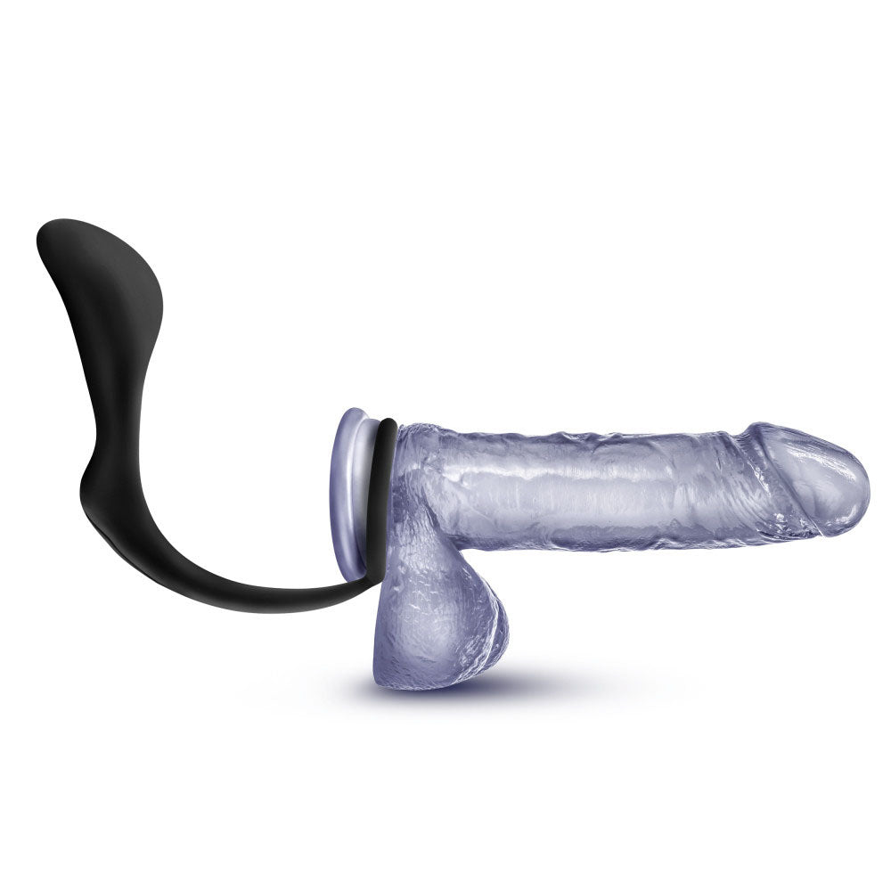 Anal Adventures - Platinum - Cock Ring Plug - Black | 850002870336 | Available at EroticWarehouse.com