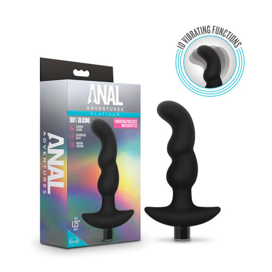 Anal Adventures - Platinum - Silicone Vibrating Prostate Massager 03 - Black | 819835026488 | Available at EroticWarehouse.com