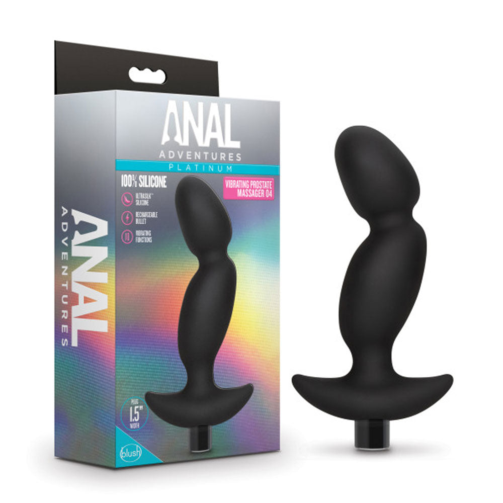 Anal Adventures - Platinum - Silicone Vibrating Prostate Massager 04 -Black | 819835026495 | Available at EroticWarehouse.com