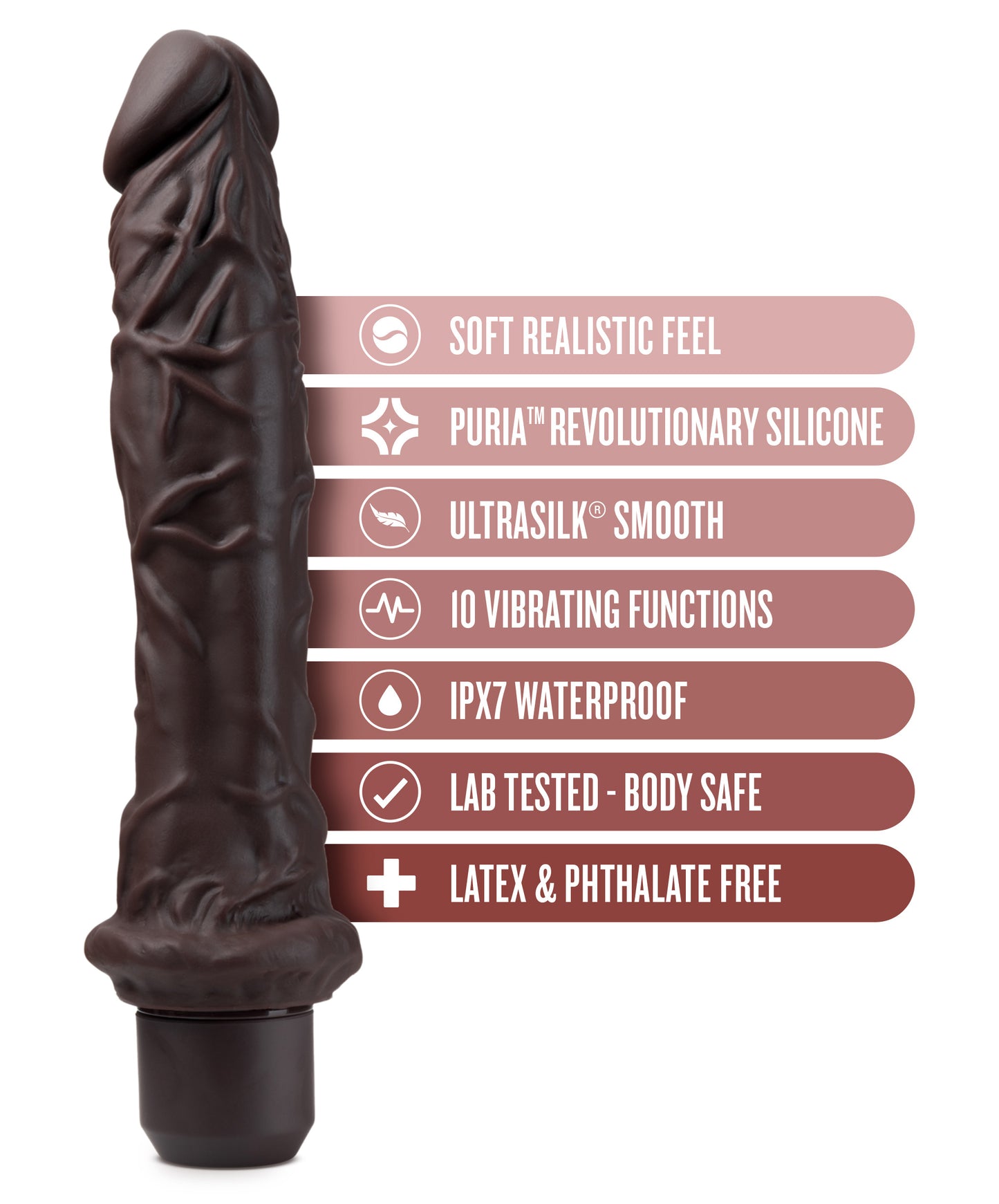 Dr. Skin Silicone - Dr. Richard - 9 Inch Vibrating Dildo - Brown | 819835029045 | Available at EroticWarehouse.com
