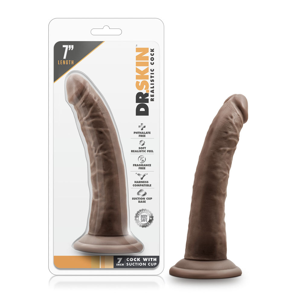 Dr. Skin - 7 Inch Cock With Suction Cup - Chocolate | 819835022428 | Available at EroticWarehouse.com