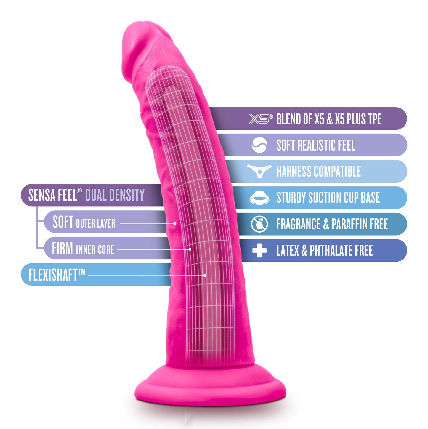 Au Naturel - Bold - Jack - 7 Inch Dildo - Pink | 819835027270 | Available at EroticWarehouse.com