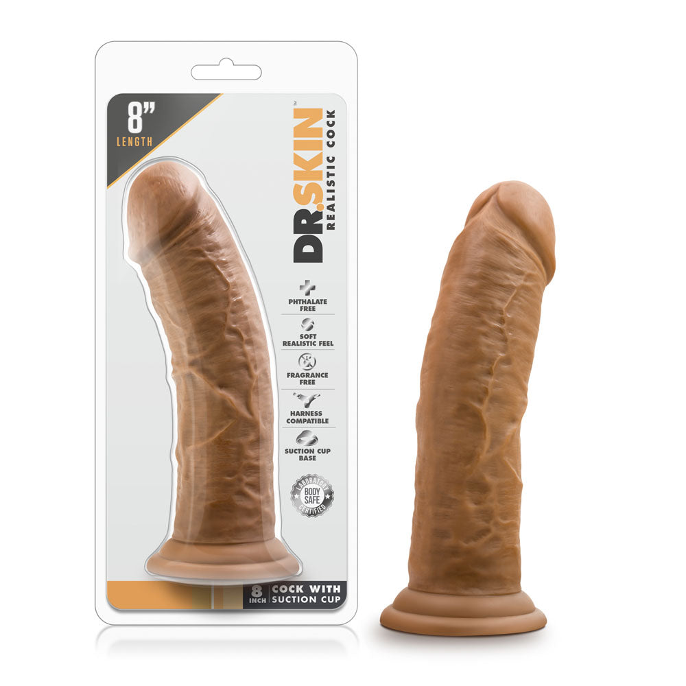 Dr. Skin - 8 Inch Cock With Suction Cup - Mocha | 819835022442 | Available at EroticWarehouse.com