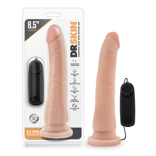 Dr. Skin - 8.5 Inch Vibrating Realistic Cock With Suction Cup - Vanilla | 819835020776 | Available at EroticWarehouse.com