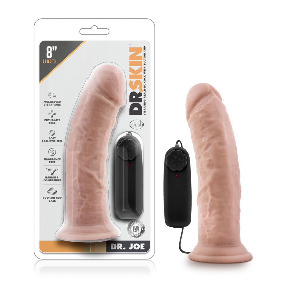 Dr. Skin - Dr. Joe - 8 Inch Vibrating Cock With Suction Cup - Vanilla | 819835023043 | Available at EroticWarehouse.com