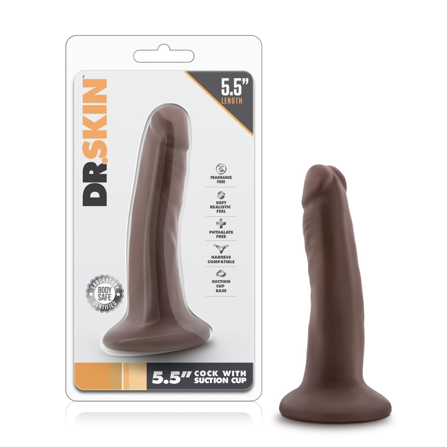 Dr. Skin - 5.5 Inch Cock With Suction Cup - Chocolate | 819835021353 | Available at EroticWarehouse.com