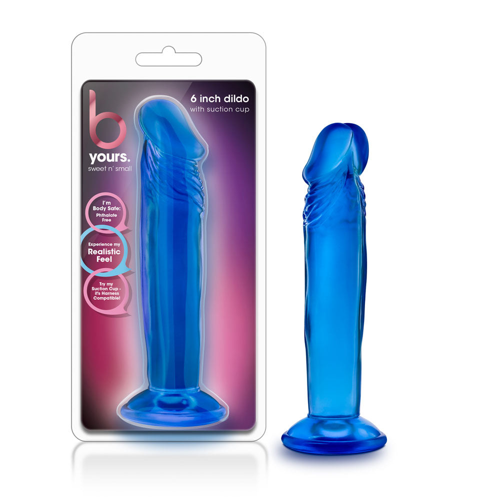 B Yours - Sweet n' Small 6 Inch Dildo With Suction Cup - Blue | 819835023111 | Available at EroticWarehouse.com
