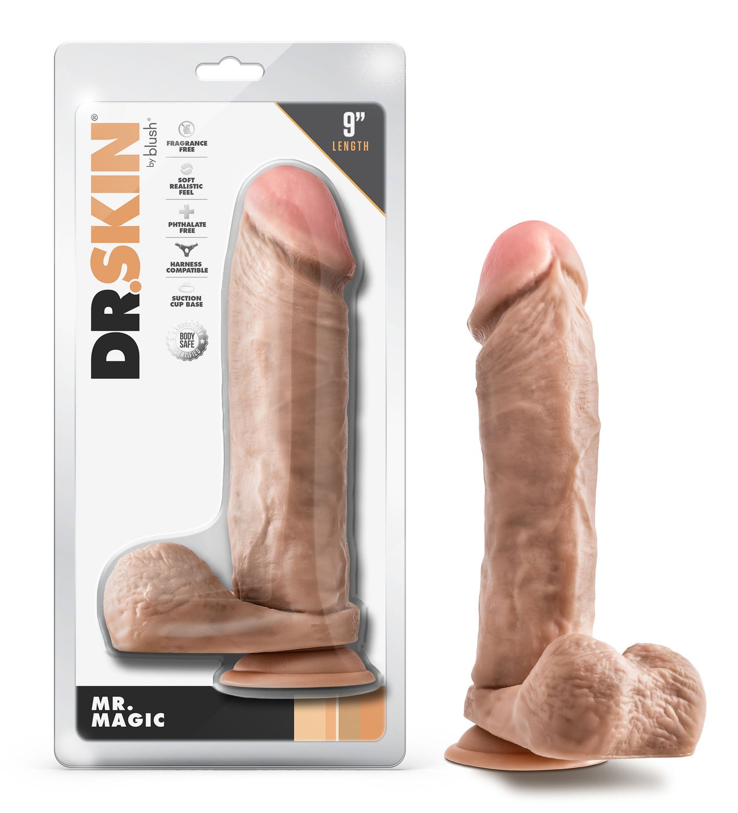 Dr. Skin - Mr. Magic - 9 Inch Dildo With Balls - Beige | 819835029403 | Available at EroticWarehouse.com