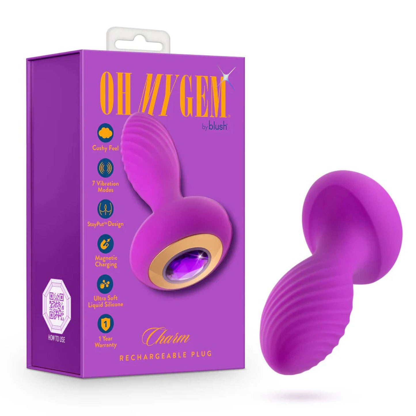 Oh My Gem - Charm Plug - Amethyst - Purple | 810138370544 | Available at EroticWarehouse.com