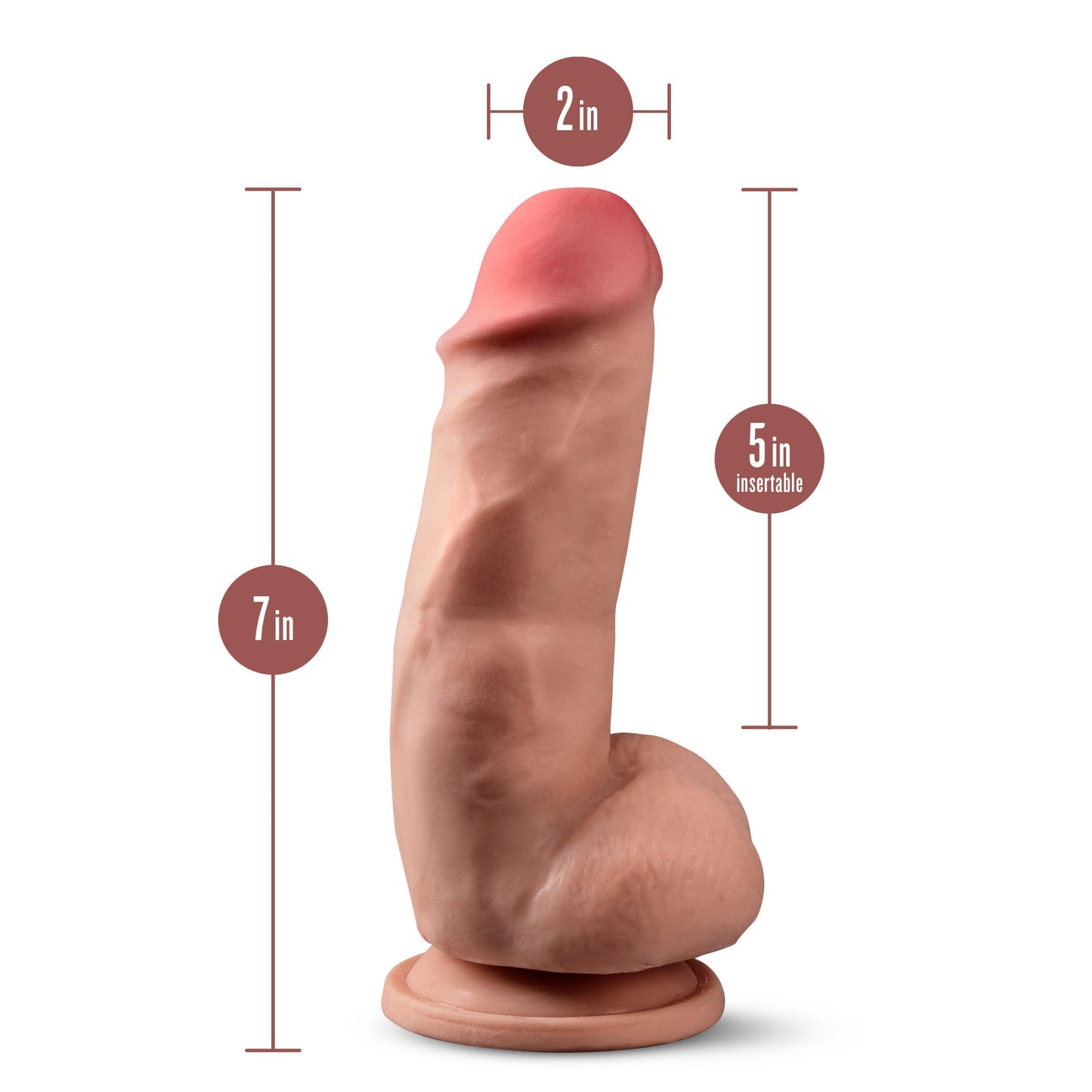 Dr. Skin Plus - 7 Inch Girthy Posable Dildo With Balls - Mocha | 819835027737 | Available at EroticWarehouse.com