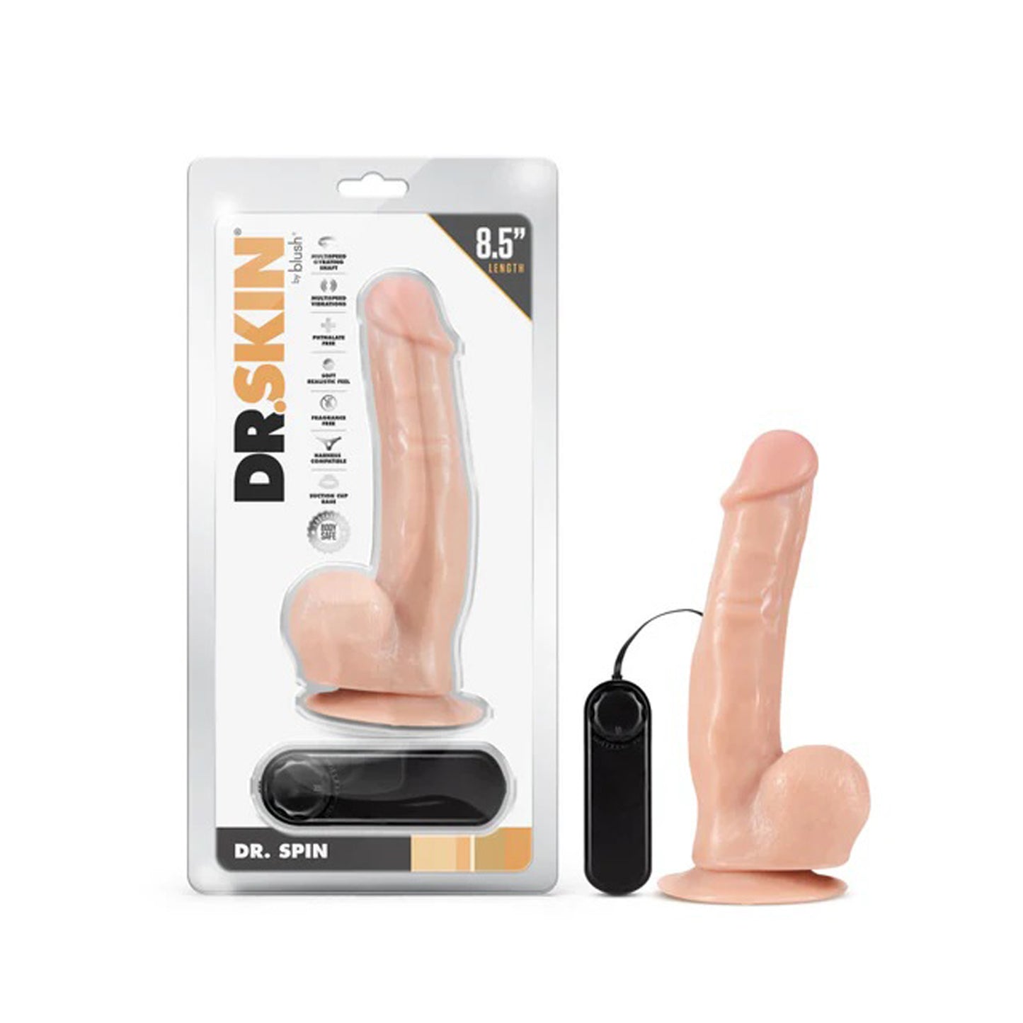 Dr. Skin - Dr. Spin - 8.5 Inch Gyrating Realistic Dildo - Vanilla | 819835023487 | Available at EroticWarehouse.com
