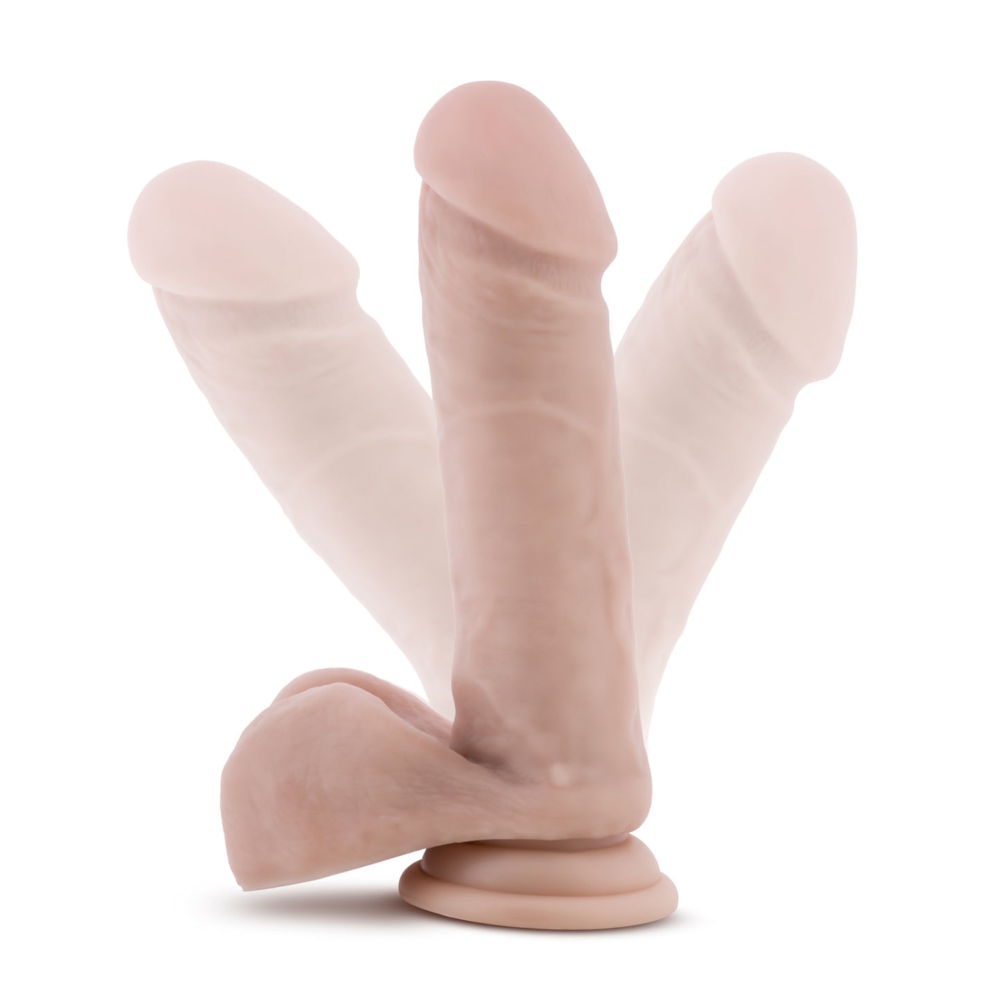 Dr. Skin Plus - 8 Inch Posable Dildo With Balls - Vanilla | 819835028185 | Available at EroticWarehouse.com