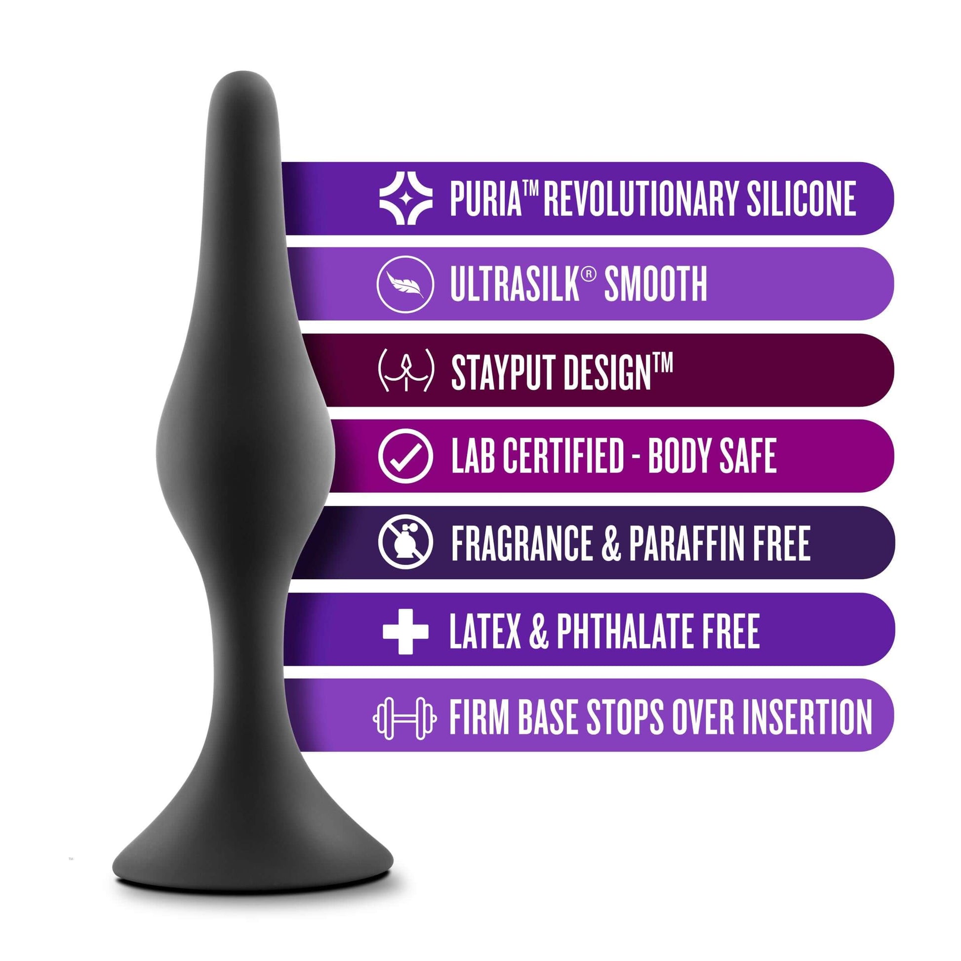 Anal Adventures Platinum - Silicone Beginner Plug - Small - Black | 819835027805 | Available at EroticWarehouse.com