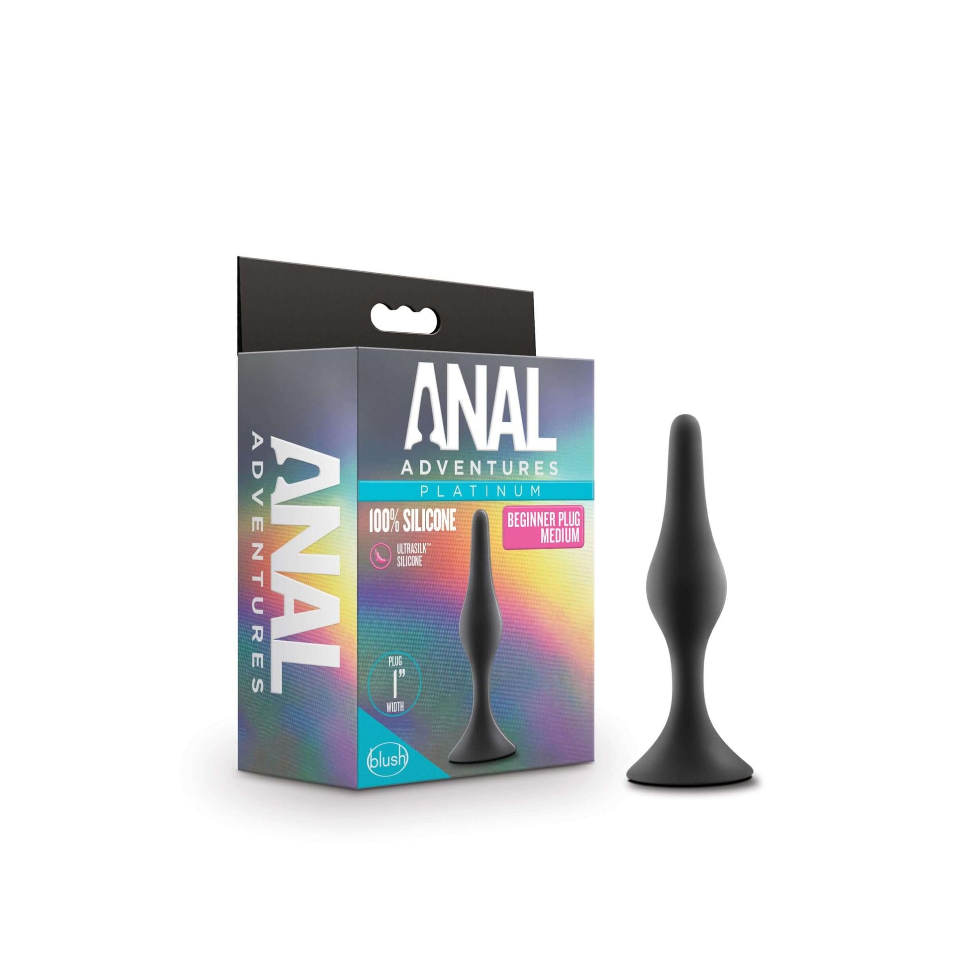 Anal Adventures Platinum - Silicone Beginner Plug - Medium - Black | 819835023876 | Available at EroticWarehouse.com