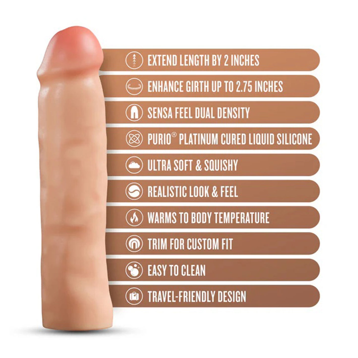 Performance Plus 2 Inch Silicone Penis Xtender - Beige | 819835029984 | Available at EroticWarehouse.com