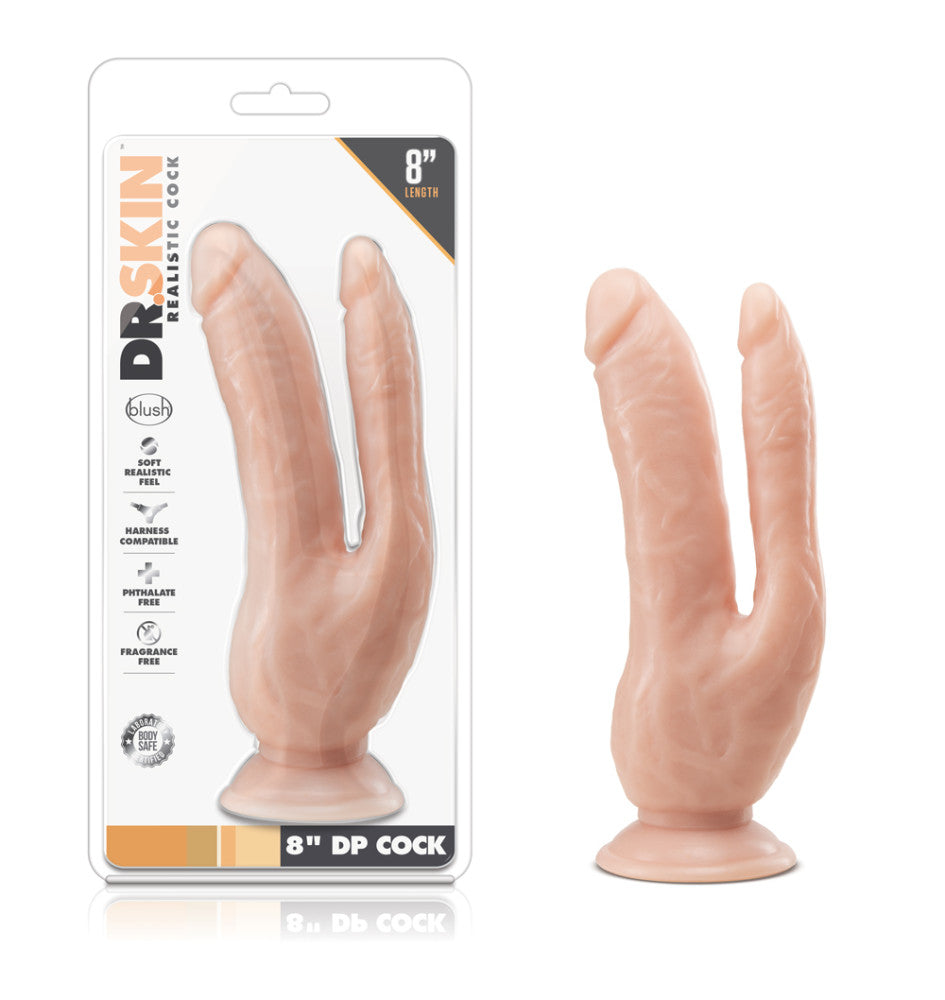 Dr. Skin - 8 Inch Dp Cock - Vanilla | 819835025917 | Available at EroticWarehouse.com