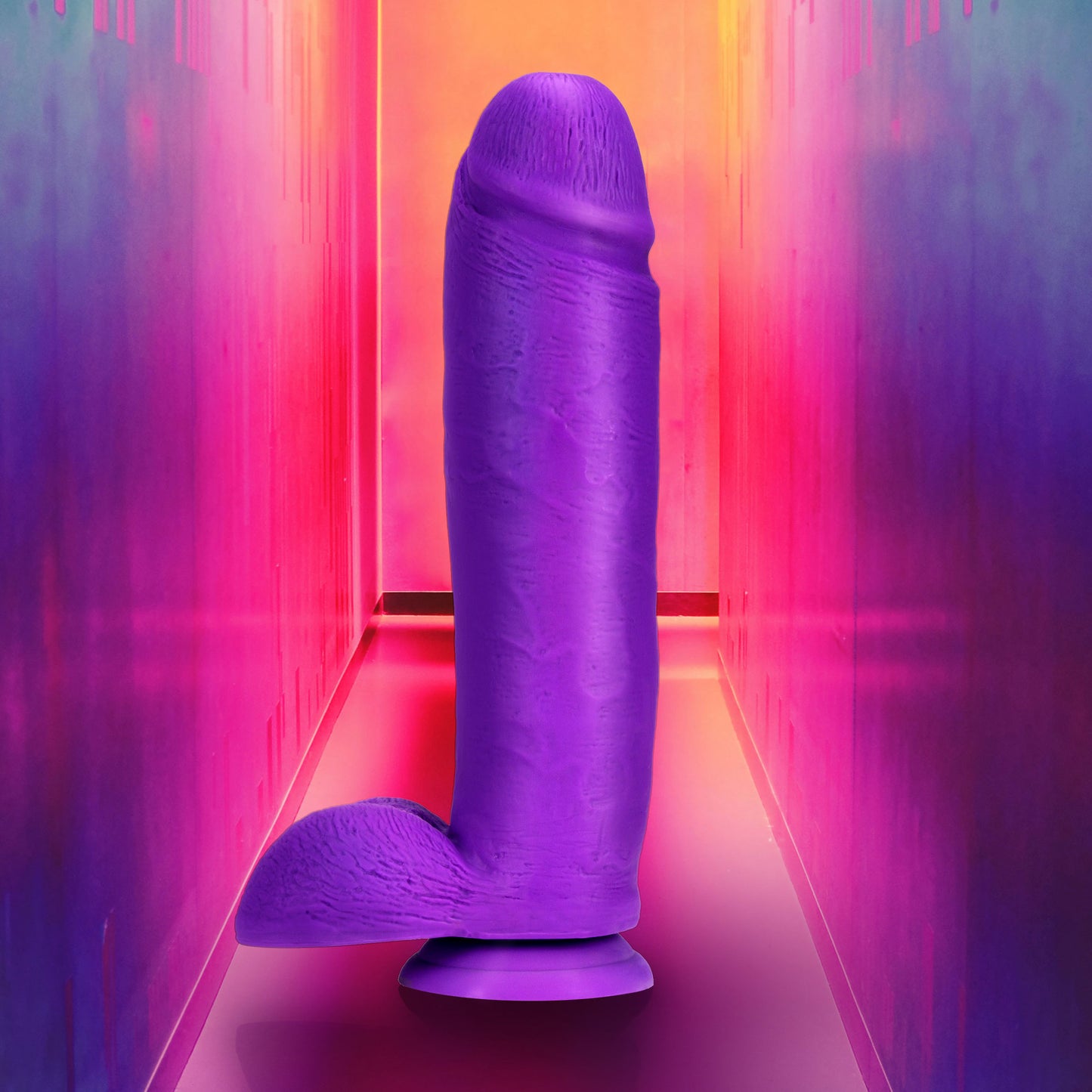 Neo Elite - 10 Inch Silicone Dual Density Cock With Balls - Neon Purple | 819835025245 | Available at EroticWarehouse.com