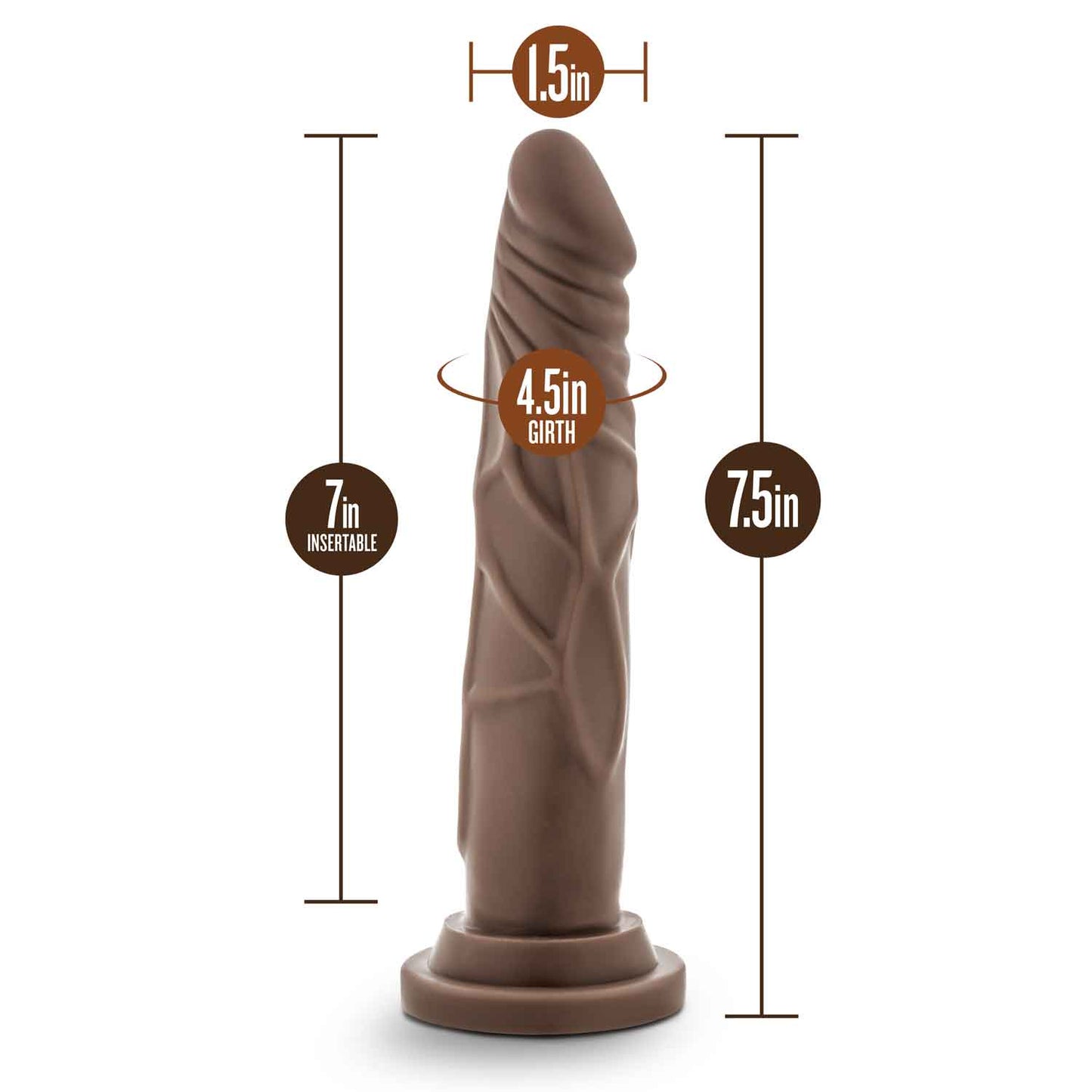 Dr. Skin Silicone - Dr. Carter - 7 Inch Dong With Suction Cup - Chocolate | 819835027171 | Available at EroticWarehouse.com