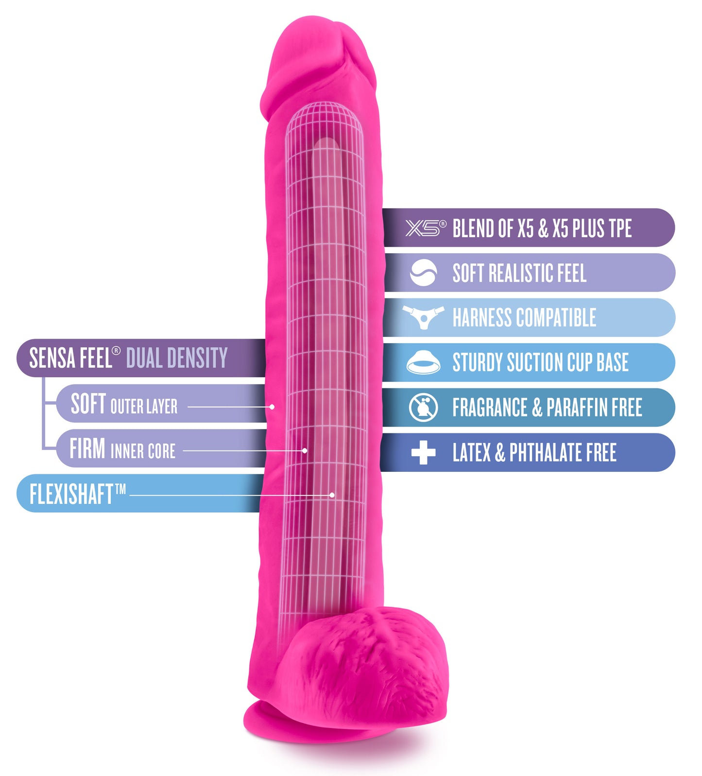 Au Naturel - Bold - Daddy - 14 Inch Dildo - Pink | 819835027454 | Available at EroticWarehouse.com