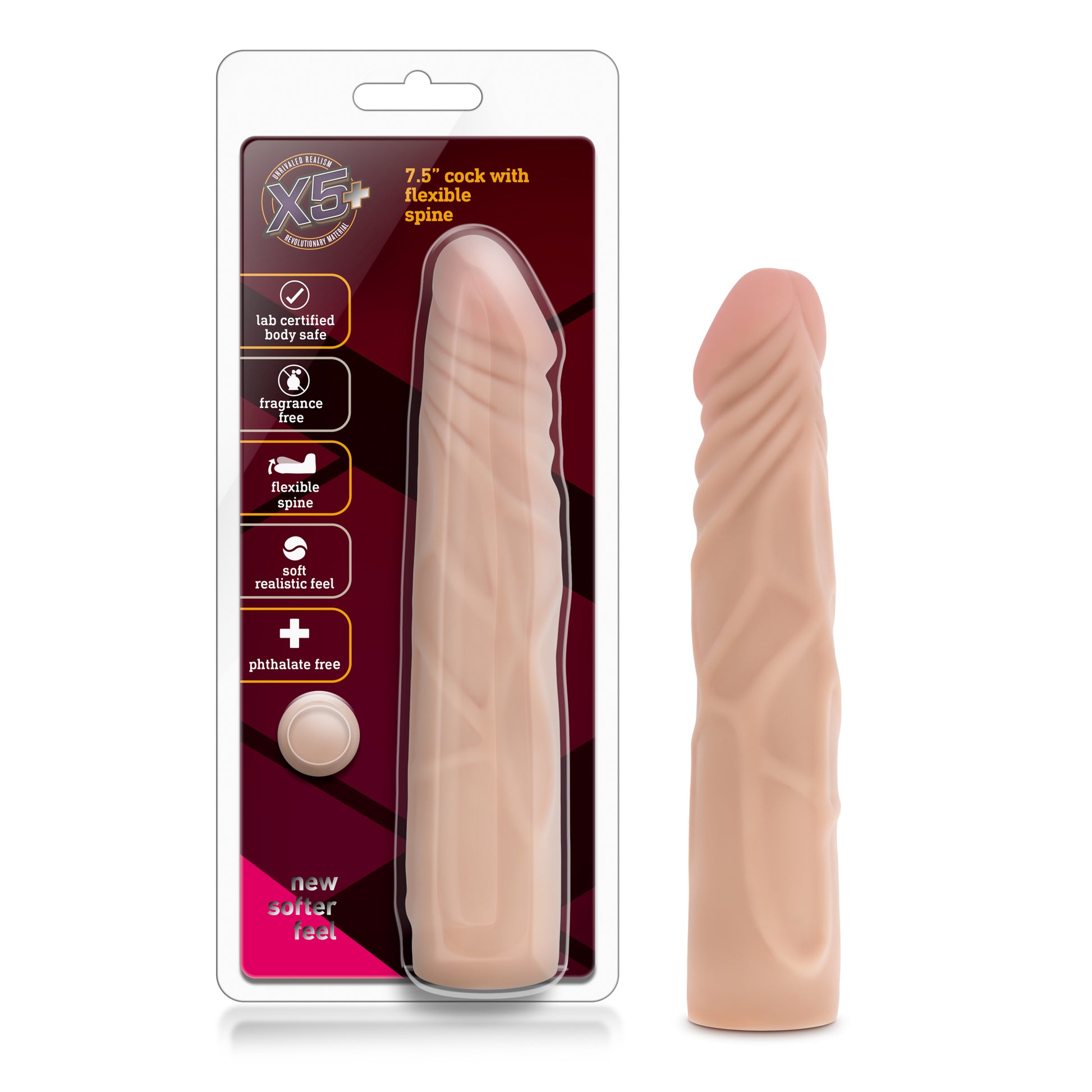 X5 7.5 Inch Dildo With Flexible Spine | 735380267537 | Available at EroticWarehouse.com