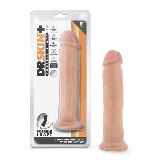 Dr. Skin Plus - 9 Inch Posable Thick Dildo - Vanilla | 819835028529 | Available at EroticWarehouse.com
