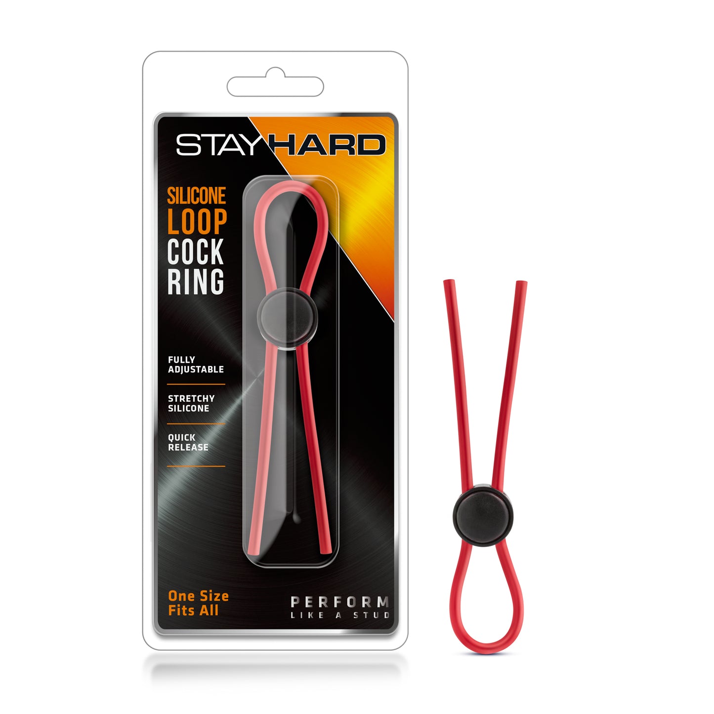 Stay Hard - Silicone Loop Cock Ring - Red | 853858007499 | Available at EroticWarehouse.com