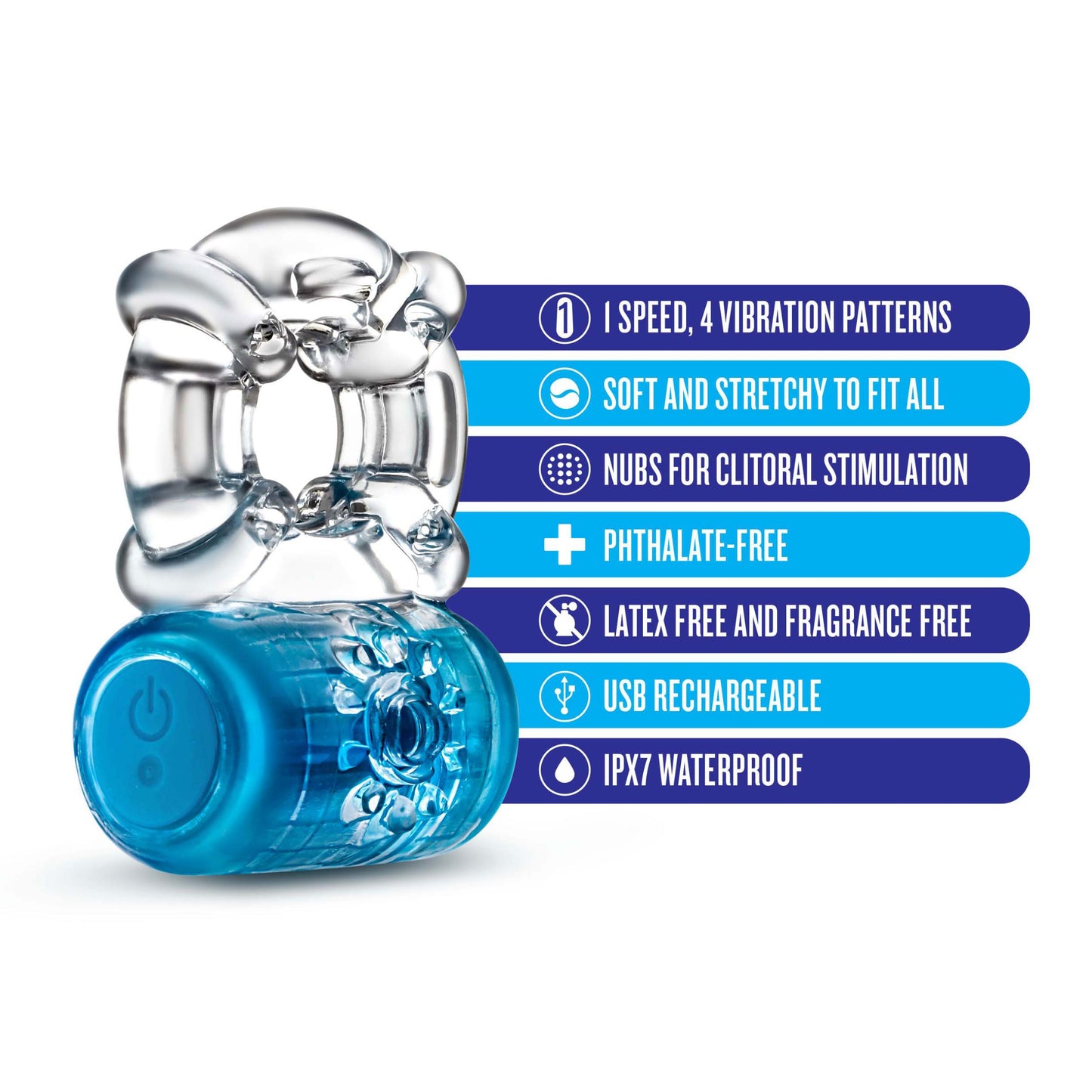 Play With Me - Pleaser Rechargeable C-Ring - Blue | 850002870282 | Available at EroticWarehouse.com