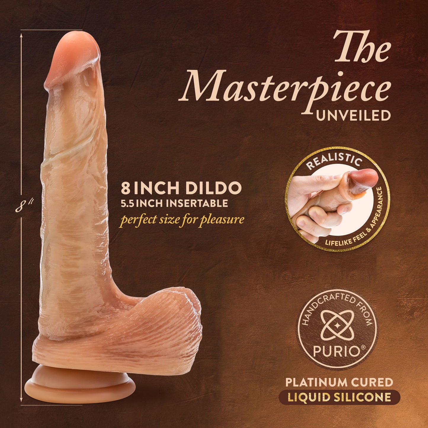 Renaissance - Davinci - 8 Inch Sliding Foreskin Dildo With Squeezable Balls - Tan | 810138370315 | Available at EroticWarehouse.com