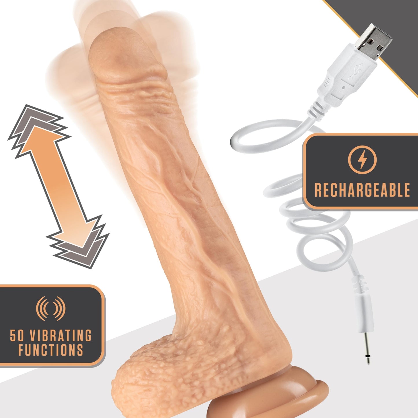 Dr. Skin Silicone - Dr. Grey - 7.0" Thrusting Dildo - Vanilla (7.5" While Thrusting) | 819835027997 | Available at EroticWarehouse.com