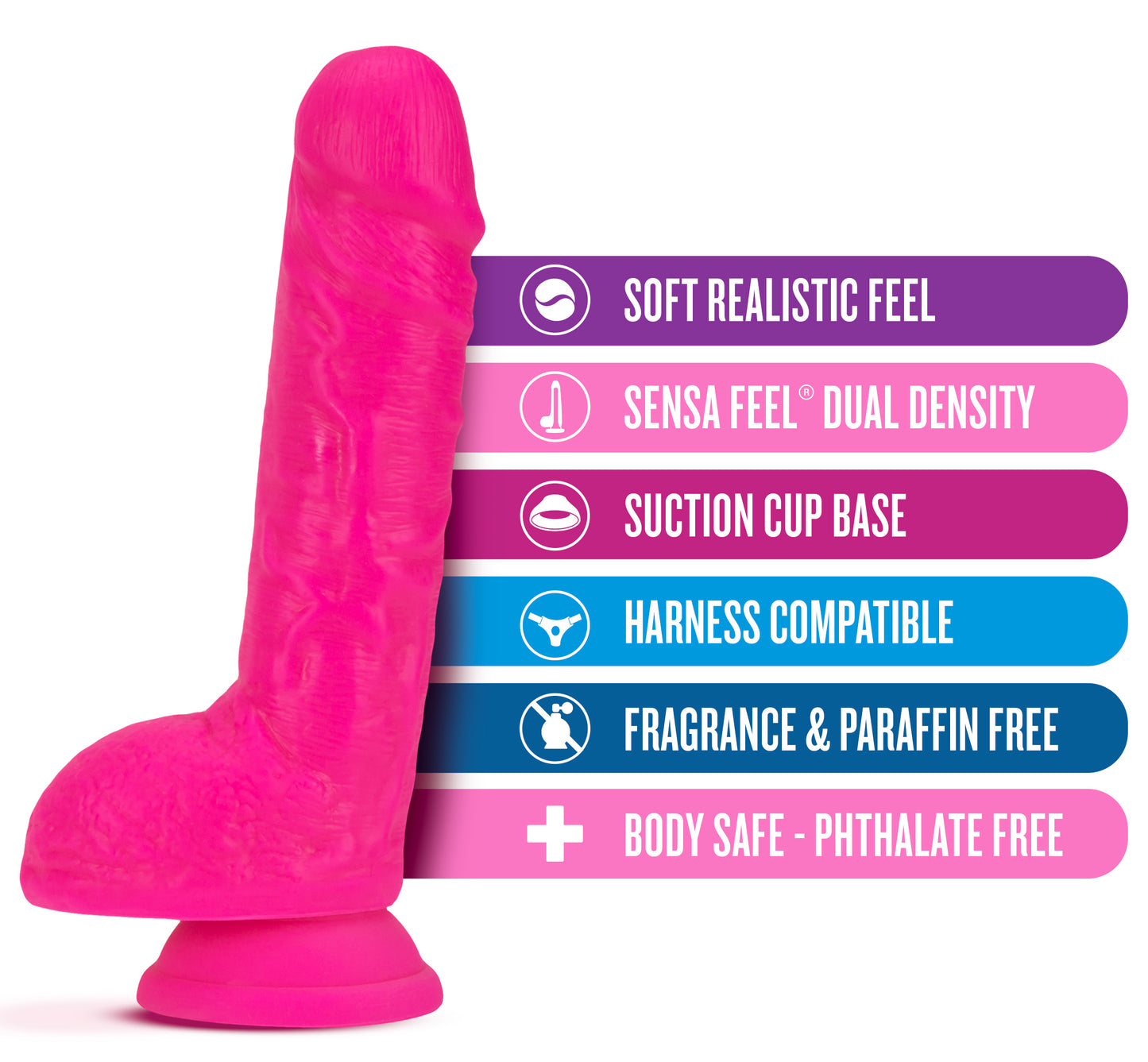 Neo - 9 Inch Dual Density Dildo - Neon Pink | 819835027058 | Available at EroticWarehouse.com
