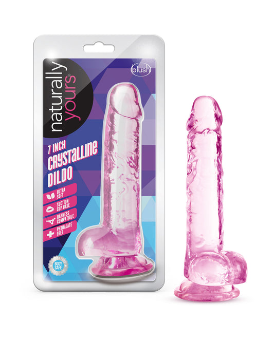 Naturally Yours - 7 Inch Crystalline Dildo - Rose | 819835026853 | Available at EroticWarehouse.com