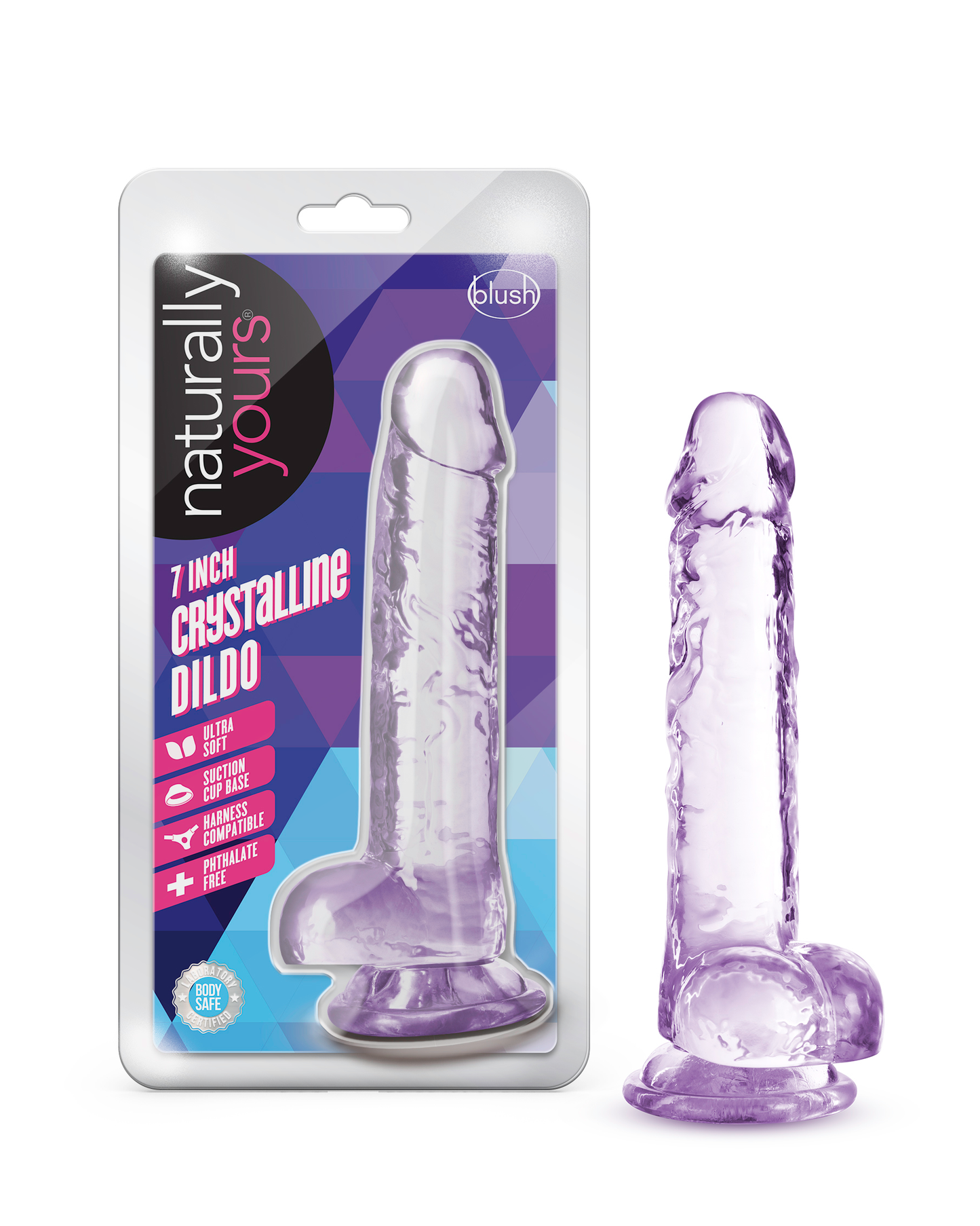 Naturally Yours - 7 Inch Crystalline Dildo - Amethhyst | 819835026860 | Available at EroticWarehouse.com