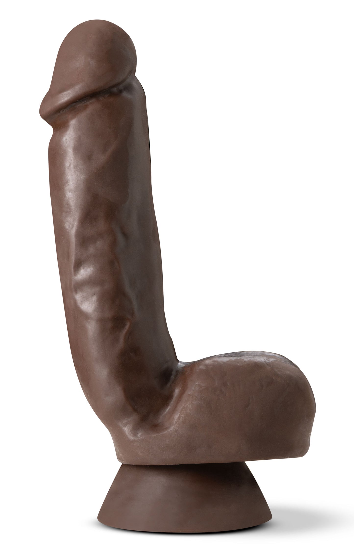 Dr. Skin Plus - 8 Inch Thick Poseable Dildo With Squeezable Balls - Chocolate | 819835028475 | Available at EroticWarehouse.com