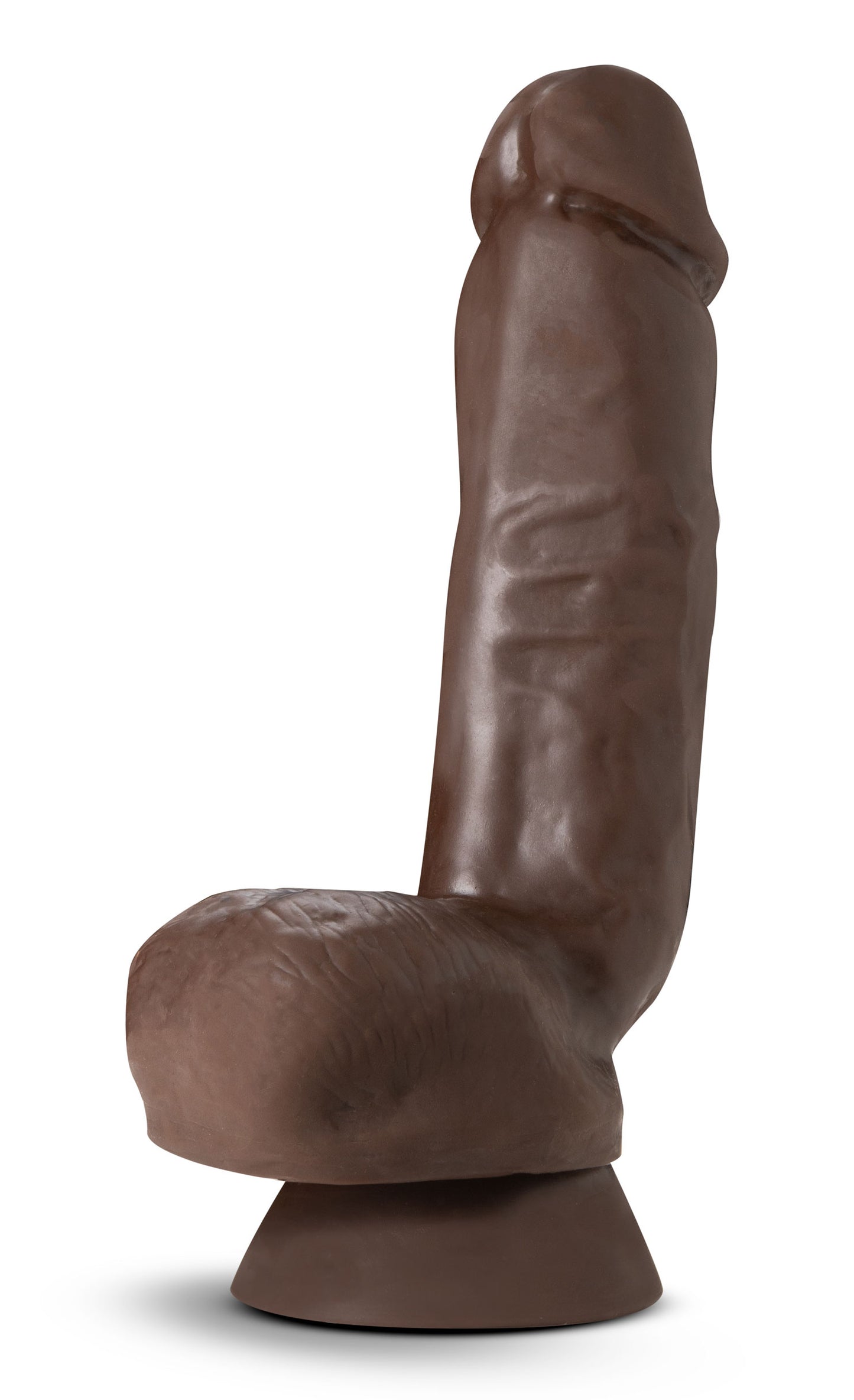 Dr. Skin Plus - 8 Inch Thick Poseable Dildo With Squeezable Balls - Chocolate | 819835028475 | Available at EroticWarehouse.com