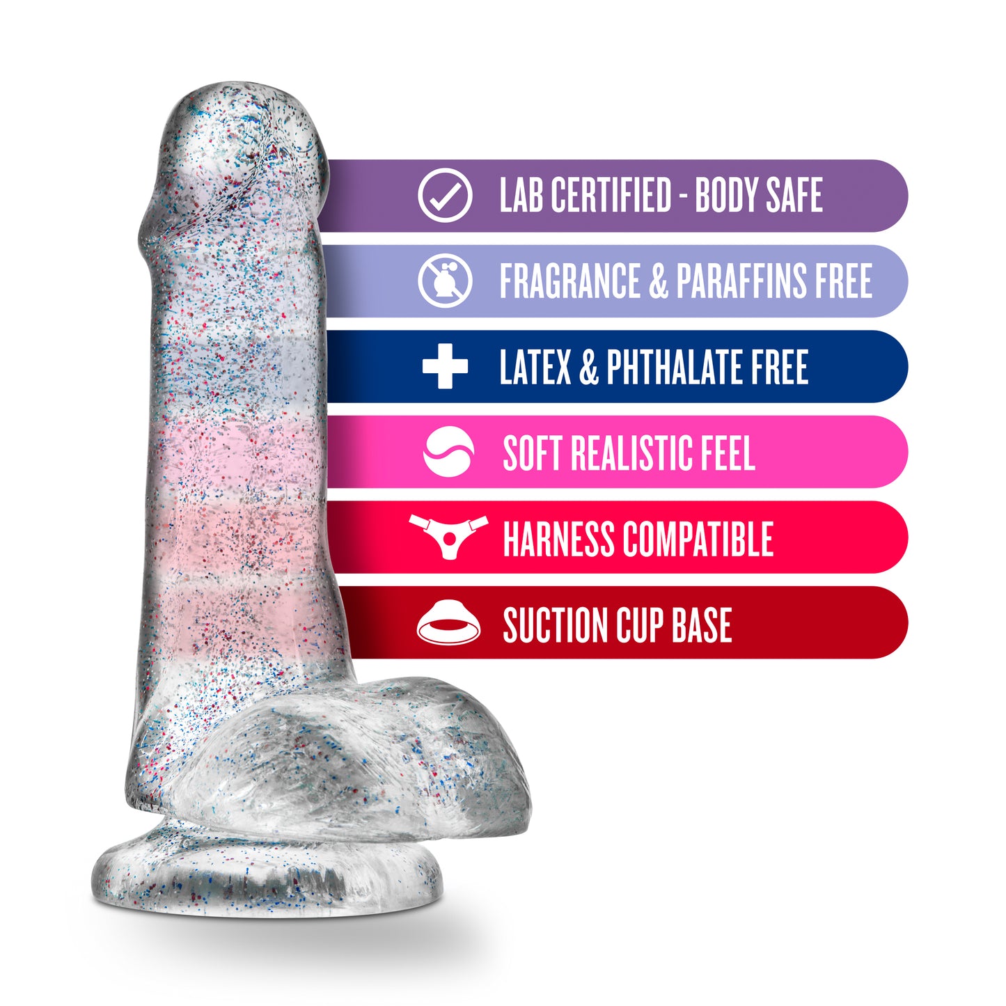 Naturally Yours - 6 Inch Glitter Cock - Sparkling Clear | 819835021360 | Available at EroticWarehouse.com