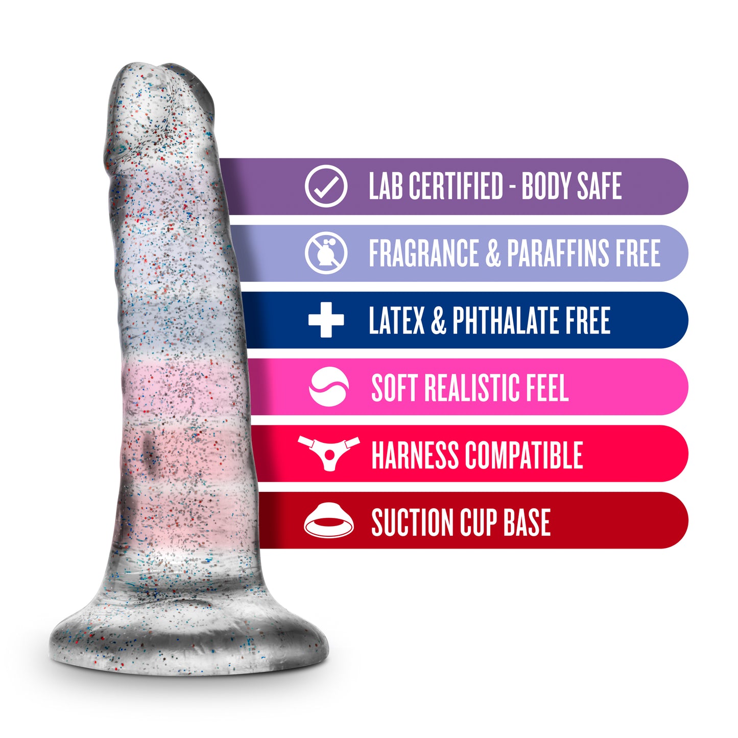 Naturally Yours - 5.5 Inch Glitter Dong - Sparkling Clear | 819835021377 | Available at EroticWarehouse.com