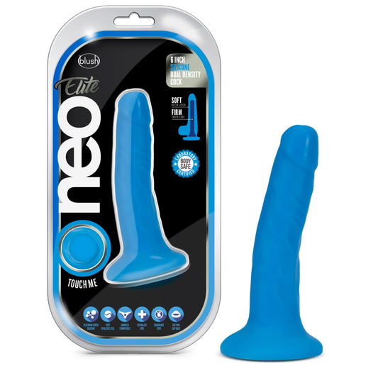 Neo Elite - 6 Inch Dual Density Cock - Neon Blue | 819835024811 | Available at EroticWarehouse.com
