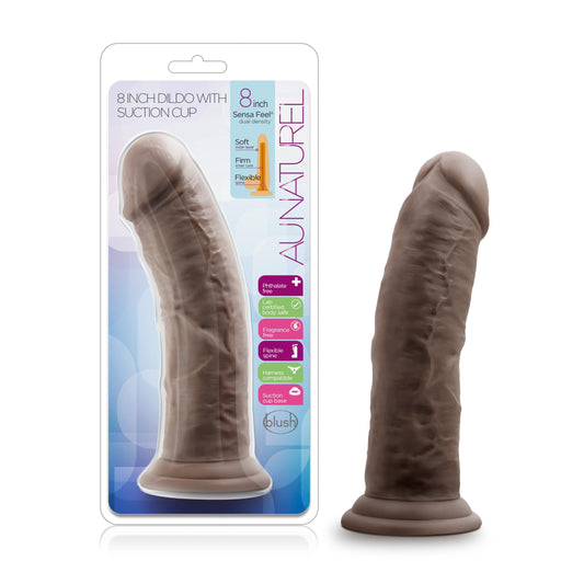 Au Naturel - 8 Inch Dildo With Suction Cup - Chocolate | 819835022909 | Available at EroticWarehouse.com