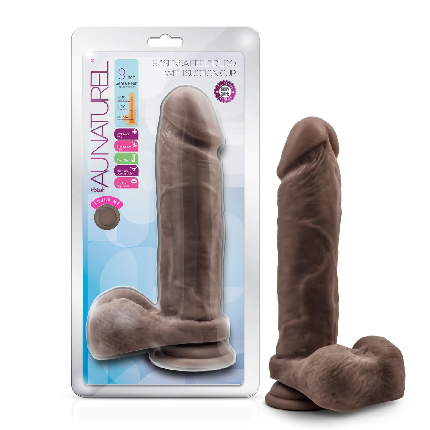 Au Natural - 9 Inch Dildo With Suction Cup - Chocolate | 819835023609 | Available at EroticWarehouse.com