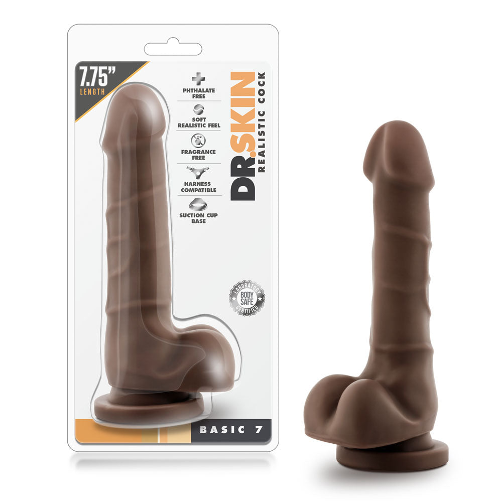 Dr. Skin - Realistic Cock - Basic 7 - Chocolate | 819835022176 | Available at EroticWarehouse.com