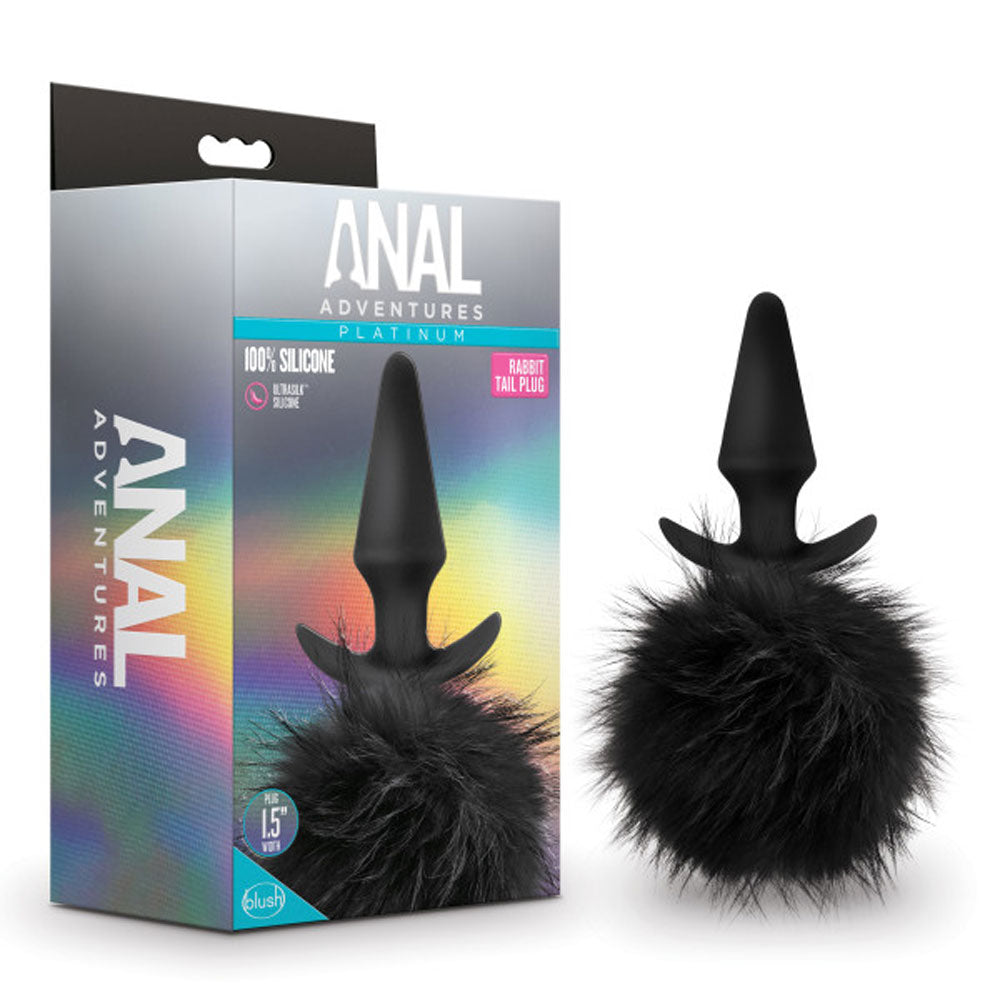 Anal Adventures - Platinum - Rabbit Tail Plug - Black | 819835025184 | Available at EroticWarehouse.com